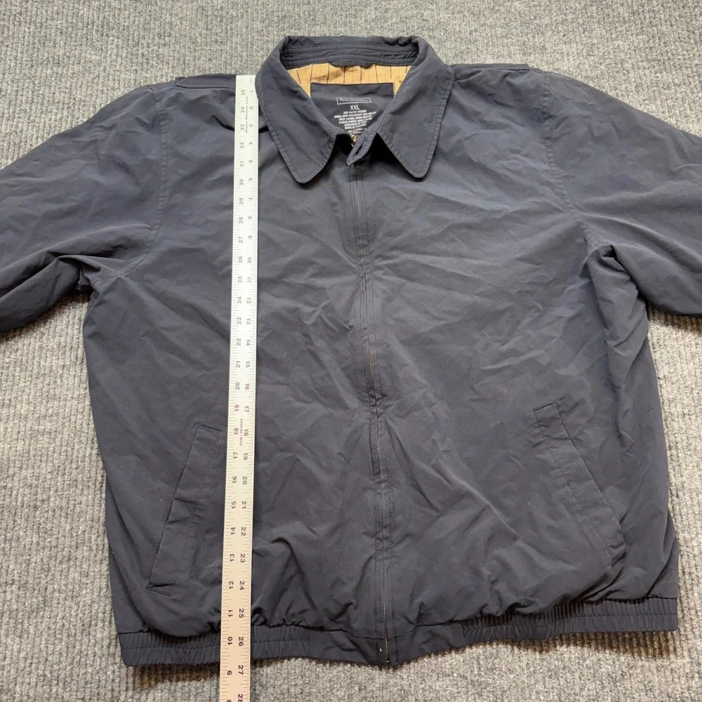 Vintage LL Bean XXL Blue Bomber Jacket Zip Front Harrington Windbreaker Dad